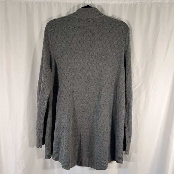 Loft Cardigan Women's Large Grey Open Front Long Sleeve Cotton Blend - Picture 6 of 6